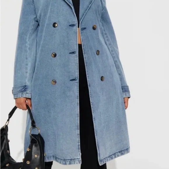 Fashion Nova Medium Blue Denim Trench - Picture 4 of 6